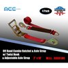 Tie 4 Safe Axle Ratchet Tie Down Strap w/ Snap Hook Race Car Hauler Trailer Flatbed Red, 4PK RT42-10-R-C-4
